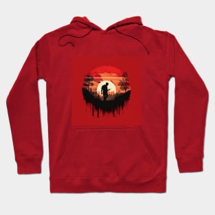 Vinyl LP Music Record Sunset Red illustration Hoodie